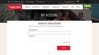 My Account | Sign In - Family Fare