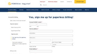 Yes, sign me up for paperless billing! - FortisBC
