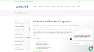 Cleaner Management - YesBookit Holiday Rental Software