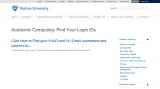 Academic Computing- Find Your Login IDs | Yeshiva University