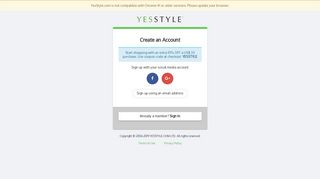 My Account - Sign Up | YesStyle