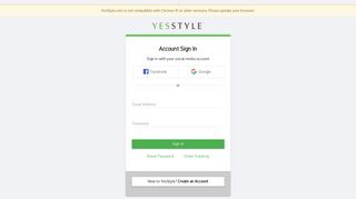 My Account - Sign In | YesStyle