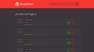 yeva4u.net passwords - BugMeNot