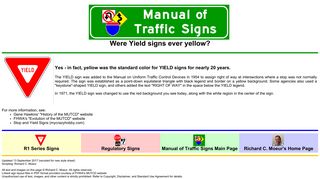 Manual of Traffic Signs - Were Yield signs ever yellow?