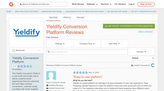 Yieldify Conversion Platform Reviews 2018 | G2 Crowd