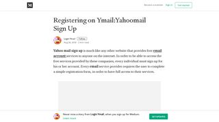 Registering on Ymail:Yahoomail Sign Up – Login Ymail – Medium