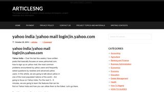 yahoo india |yahoo mail login|in.yahoo.com - ArticlesNG