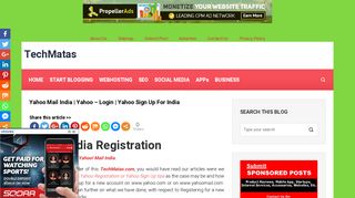 Yahoo Mail India | Yahoo – Login | Yahoo Sign Up For India | TechMatas