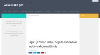 Sign Up Yahoo India – Sign In Yahoo Mail India ... - waka waka gist