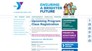 Upcoming Registration & Program Dates - La Crosse - La Crosse YMCA