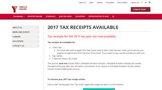 2017 Tax Receipts Available | YMCA of Oakville