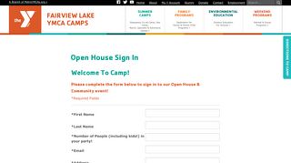 Open House Sign In - Fairview Lake YMCA Camps