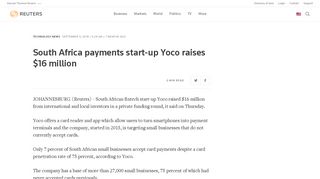 South Africa payments start-up Yoco raises $16 million | Reuters