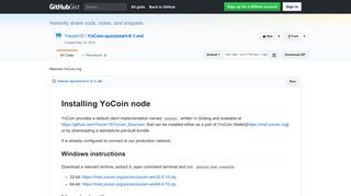 Mainnet YoCoin.org · GitHub