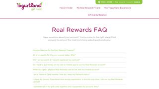 Yogurtland: Real Rewards FAQ