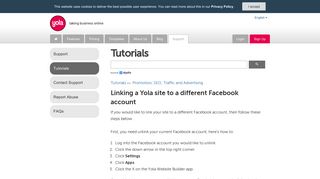 Yola Tutorials: Linking a Yola site to a different Facebook account