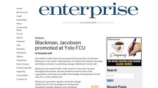 Blackman, Jacobsen promoted at Yolo FCU - Davis Enterprise