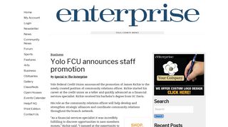 Yolo FCU announces staff promotion - Davis Enterprise
