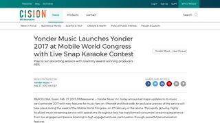 Yonder Music Launches Yonder 2017 at Mobile World Congress with ...