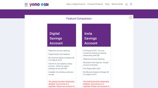 Account options - SBI Yono