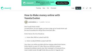 How to Make money online with Yoonla Evolve — Steemit