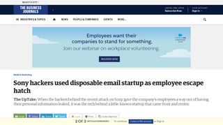 Sony hackers used disposable email startup, YOPmail, as employee ...