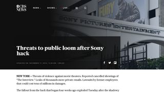 Threats to public loom after Sony hack - CBS News