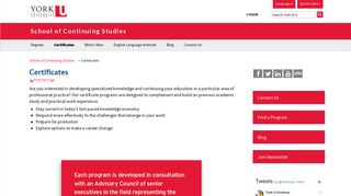 Certificates - School of Continuing Studies - York University