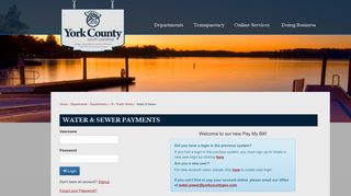 Water & Sewer Payments - York County Taxes