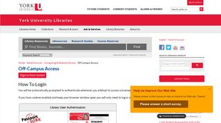 Off-Campus Access | York University Libraries