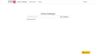 Library Catalogue | York University Libraries
