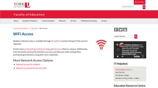 WiFi Access - Faculty of Education - York University