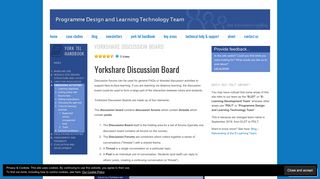 Yorkshare Discussion Board | Programme Design and Learning ...