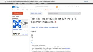 Problem: The account is not authorized to login from this station ...