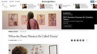 When the Nurse Wants to Be Called 'Doctor' - The New York Times