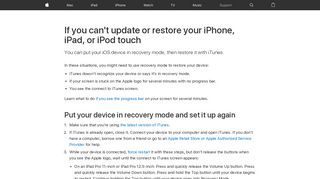 If you can't update or restore your iPhone, iPad, or iPod touch - Apple ...