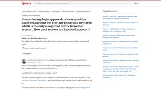 I turned on my login approval code on my other Facebook account ...