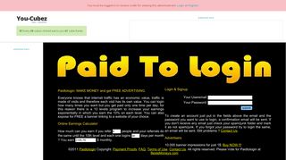 Get Paid To Login!!! advertised at You-Cubez.com