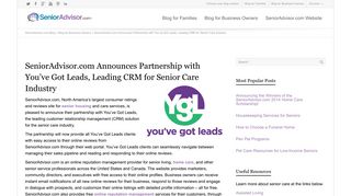SeniorAdvisor.com Announces Partnership with You've Got Leads ...