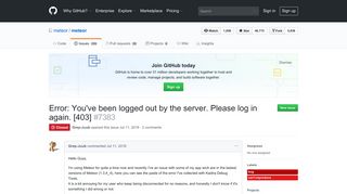 Error: You've been logged out by the server. Please log in again. [403 ...
