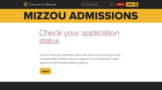 Check your application status // Mizzou Admissions // University of ...