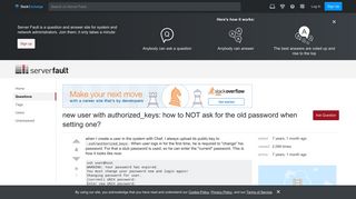 login - new user with authorized_keys: how to NOT ask for the old ...