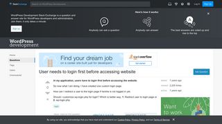 User needs to login first before accessing website - WordPress ...