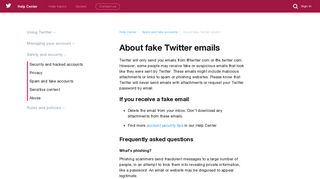 About fake Twitter emails - Twitter support