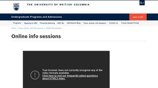 Online info sessions - UBC | Undergraduate Programs and Admissions