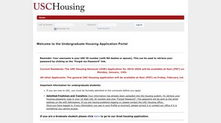 USC StarRez Portal - Welcome to the Undergraduate Housing ...