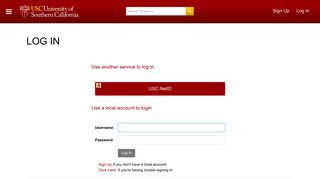 Use a local account to login - Log In - USC Rec Sports Web Portal