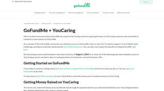 GoFundMe + YouCaring – GoFundMe Help Center