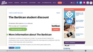 The Barbican Student Discount and Offers - Save the Student