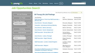 Job Opportunities Search - Young Life